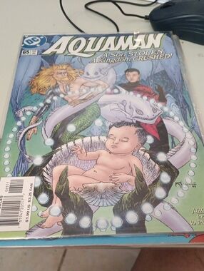 DC Aquaman Comic Cover - Green, Blue & White Artwork In A Sleeve